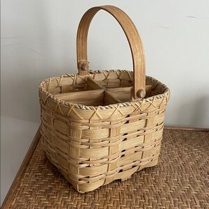 Hand Woven Silverware Silver Ware Basket Caddy with Removable insert